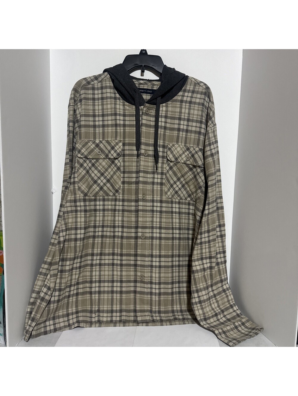 Men's Trinity Coast Hooded Flannel Shirt Size XXL Birch CL8